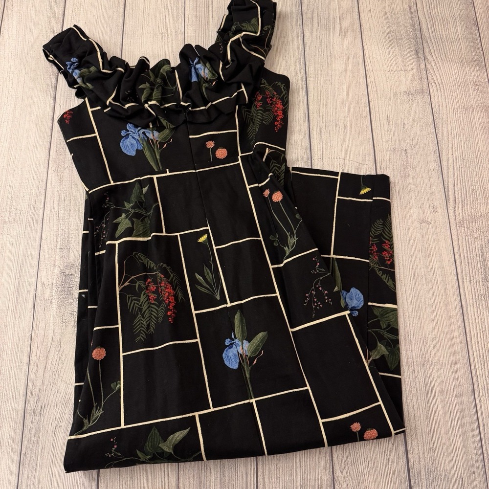 Tuckernuck Black Fresher Buds Suze Dress Floral Off Shoulder Ruffle Midi Size 6 - Picture 9 of 9